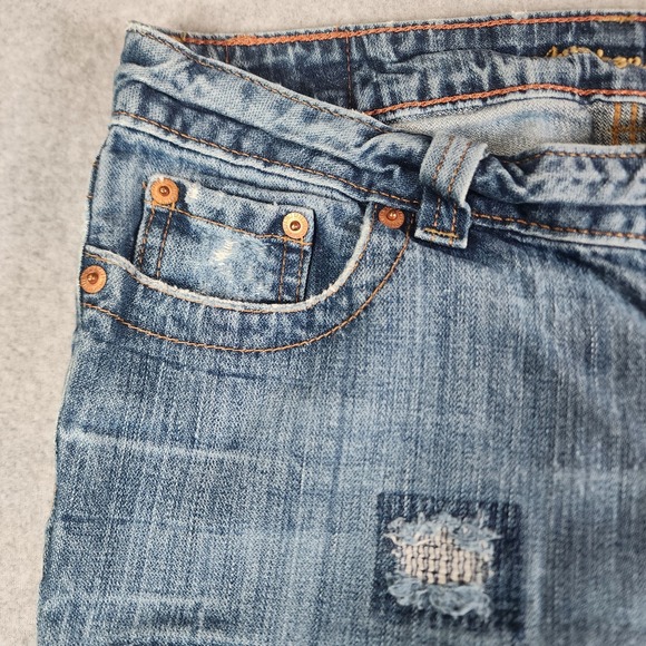 American Eagle Outfitters Boy Fit Jeans Womens 8 (30x29) Blue Distressed Denim - Picture 10 of 16